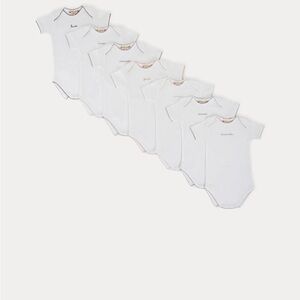 Bonpoint White Short-Sleeve Cotton Bodysuits with Subtle Trim